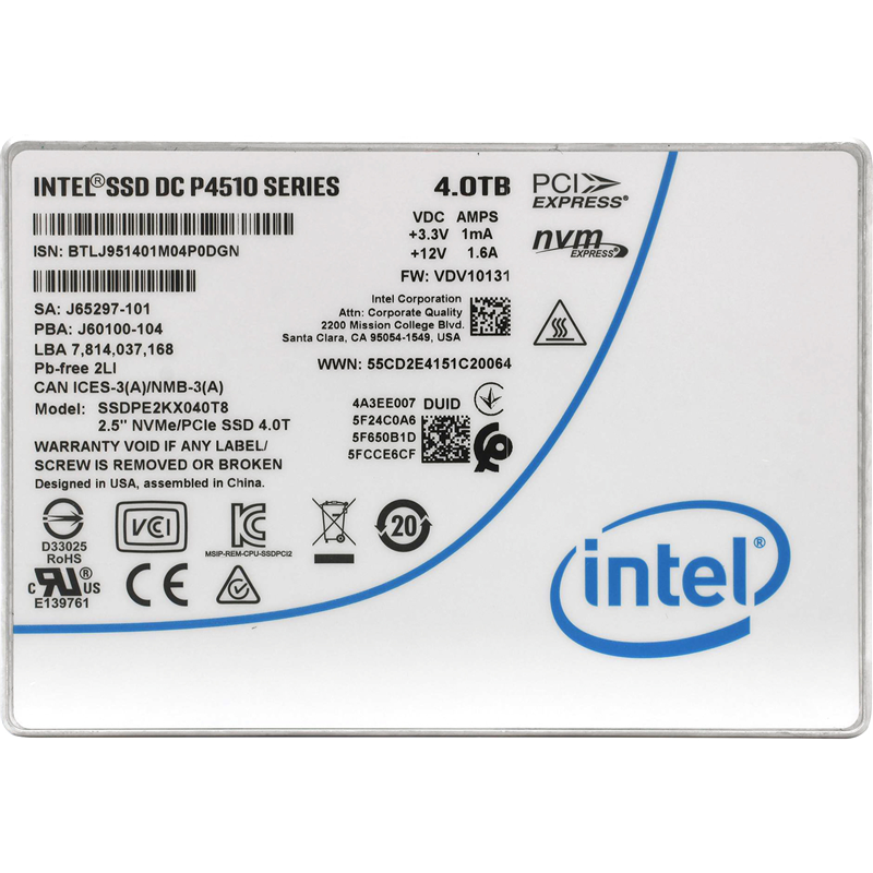 Intel SSD DC P4510 Series, 4.0TB (SSDPE2KX040T801) 