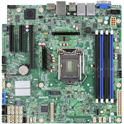 Материнская Плата Intel DBS1200SPLR Soc-1151 iC236 mATX 4xDDR4 8xSATA3 SATA RAID i210 2хGgbEth Ret 